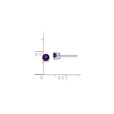 14k White Gold Stud Earrings with Amethyst, Minimalist Birthstone Jewelry for Women