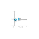 14k White Gold Stud Earrings with Swiss Blue Topaz, Round Gemstone Minimalist Style