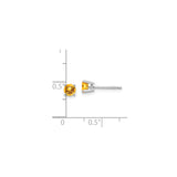 14k White Gold Stud Earrings with Citrine, Classic Prong Setting, Minimalist Style