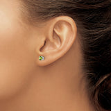 14k White Gold Stud Earrings with Round Peridot, Four Prong Setting, August Birthstone Jewelry