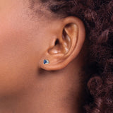14k White Gold Stud Earrings with Sapphire, Round Solitaire Prong Set for Women
