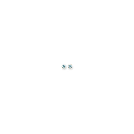 14k Yellow Gold Stud Earrings, Round Cut Aquamarine, Small Solitaire Design for Women