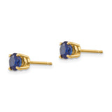 14k Yellow Gold Stud Earrings with Sapphire, Classic Four Prong Setting Jewelry for Women