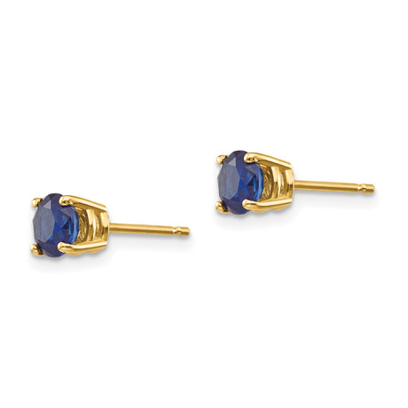 14k Yellow Gold Stud Earrings with Sapphire, Classic Four Prong Setting Jewelry for Women