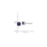 14k White Gold Stud Earrings with Round Cut Amethyst in Four Prong Setting