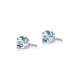 14k White Gold Stud Earrings with Round Aquamarine, Minimalist Solitaire Style for Women