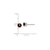 14k White Gold Stud Earrings with Smoky Quartz, Minimalist Natural Gemstone Jewelry