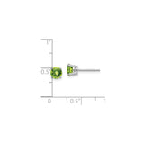 14k White Gold Peridot Stud Earrings, Round Cut, Four Prong Setting, August Birthstone Jewelry