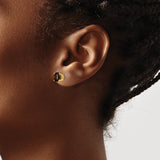 14k Yellow Gold Stud Earrings with Round Smoky Quartz in Four Prong Setting