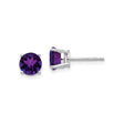 14k White Gold Stud Earrings with Round Amethyst, Dainty Minimalist Design