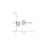 14k White Gold Stud Earrings with Aquamarine, Round Cut, Minimalist Design for Women