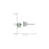 14k White Gold Stud Earrings with Round Cut Green Quartz, Minimalist Gemstone Jewelry