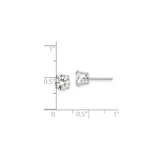 14k White Gold Solitaire Stud Earrings with Cubic Zirconia, Classic Minimalist Design