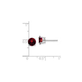 14k White Gold Garnet Stud Earrings, Round Four Prong Basket Setting