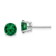 14k White Gold Stud Earrings with Round Helenite Gemstone in Four Prong Setting