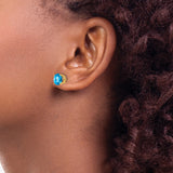 14k Yellow Gold Stud Earrings with Swiss Blue Topaz, Classic Minimalist Design for Women