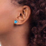 14k White Gold Stud Earrings with Swiss Blue Topaz, Classic Dainty Gemstone Jewelry
