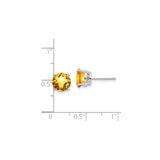 14k White Gold Citrine Stud Earrings, Round Four-Prong Minimalist Birthstone Jewelry for Women