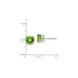 14k White Gold Peridot Stud Earrings, Round Cut August Birthstone, Classic Minimalist Style
