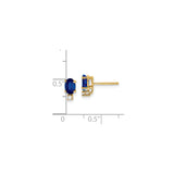 14k Yellow Gold Stud Earrings with Blue Sapphire and Diamond Accents, Classic Formal Style