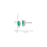 14k White Gold Emerald Stud Earrings with Diamond Accents, Classic Formal Style