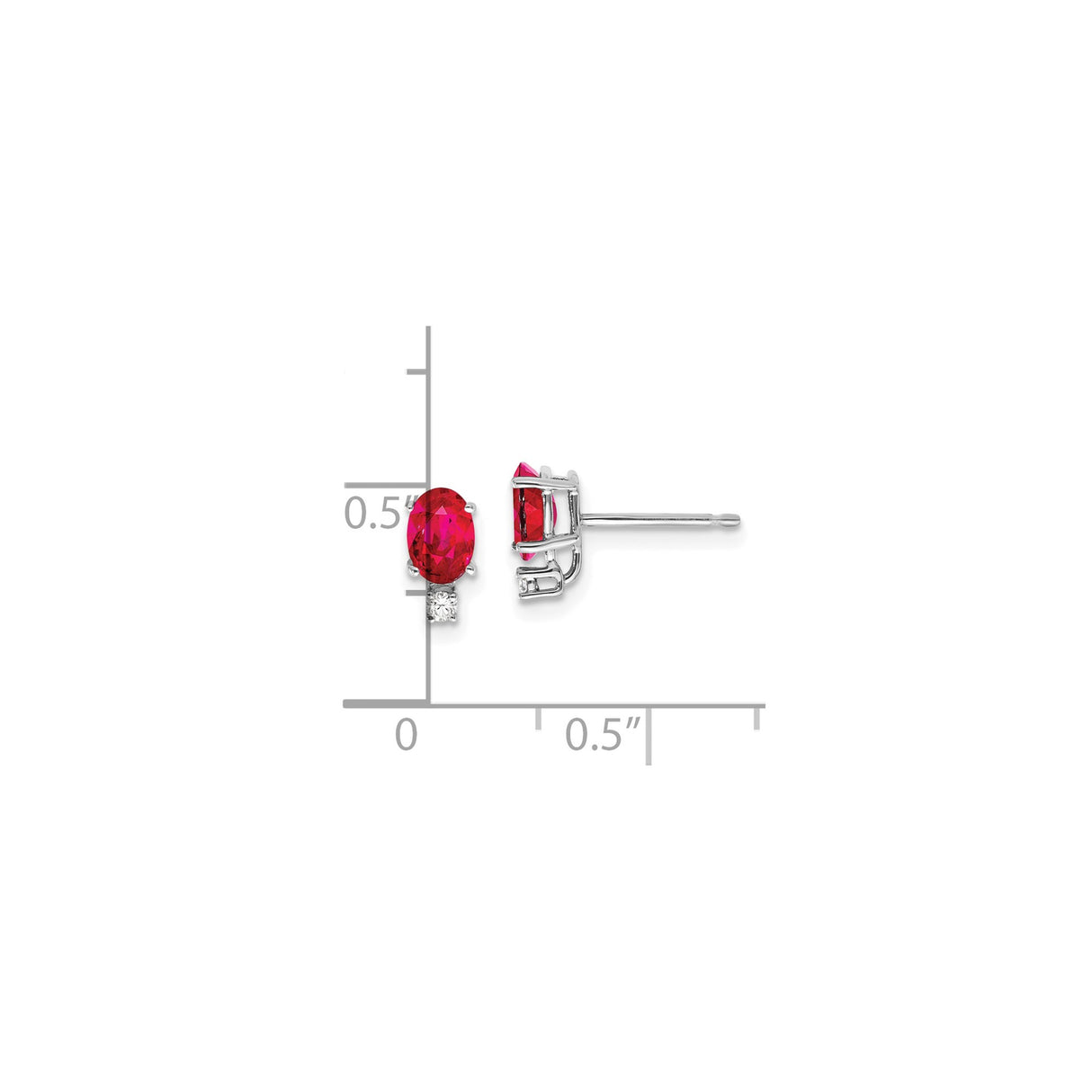 14k White Gold Ruby and Diamond Accent Stud Earrings, Classic Romantic Style for Women