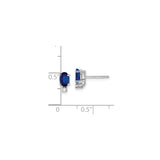 14k White Gold Stud Earrings with Oval Blue Sapphires and Diamond Accents for Women