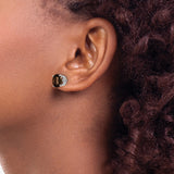 14k White Gold Stud Earrings with Smoky Quartz in Four Prong Setting