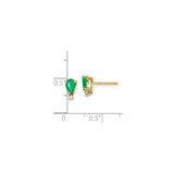 14k Yellow Gold Earrings with Pear Shaped Emeralds and Diamond Accents