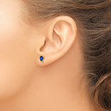 14k Yellow Gold Stud Earrings with Pear Shaped Blue Sapphire and Diamond Accents