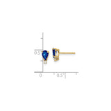 14k Yellow Gold Stud Earrings with Pear Sapphire and Diamond Accents