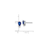 14k White Gold Stud Earrings with Pear Shaped Blue Sapphire and Diamond Accents
