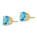 14k Yellow Gold Stud Earrings with Swiss Blue Topaz in Four Prong Setting