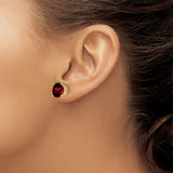 14k Yellow Gold Garnet Stud Earrings, Round Cut Four Prong Setting, January Birthstone Jewelry