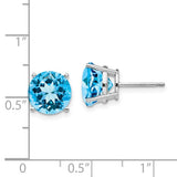 14k White Gold Stud Earrings with Swiss Blue Topaz in Four Prong Setting