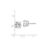 14k White Gold Solitaire Stud Earrings with Cubic Zirconia, Round Minimalist Design