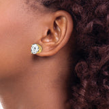 14k Yellow Gold Stud Earrings with Round Cut Cubic Zirconia, Solitaire, Classic Minimalist Design