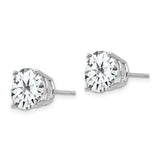 14k White Gold Stud Earrings with Cubic Zirconia, Round Prong Set, Solitaire Style for Women