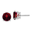 14k White Gold Garnet Stud Earrings, Round Cut, Four Prong Setting, January Birthstone Jewelry