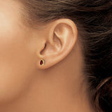 14k Yellow Gold Garnet Stud Earrings, Pear Shaped Deep Red Gemstone, Classic Prong Setting