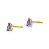 14k Yellow Gold Stud Earrings with Pear-Shaped Tanzanite, Teardrop Design for Women