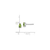 14k White Gold Peridot Stud Earrings, Pear Shaped Gemstone, Prong Set, Minimalist Design