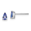 14k White Gold Stud Earrings with Pear Shaped Tanzanite, Minimalist Gemstone Jewelry for Women