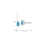 14k White Gold Stud Earrings with Pear Shaped Swiss Blue Topaz, Minimalist Fine Jewelry