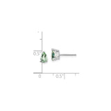 14k White Gold Stud Earrings with Pear Cut Green Quartz, Minimalist Modern Style for Women