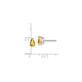 14k White Gold Citrine Stud Earrings, Pear Shaped Birthstone Jewelry for Women