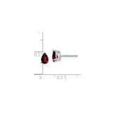 14k White Gold Garnet Stud Earrings, Pear Shaped January Birthstone Jewelry for Women