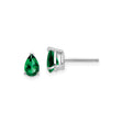 14k White Gold Pear Shaped Helenite Stud Earrings, Three Prong Minimalist Design for Women
