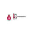 14k White Gold Pink Spinel Pear Shaped Stud Earrings with Prong Setting