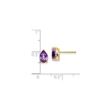 14k Yellow Gold Amethyst Stud Earrings, Pear-Shaped Faceted February Birthstone Jewelry